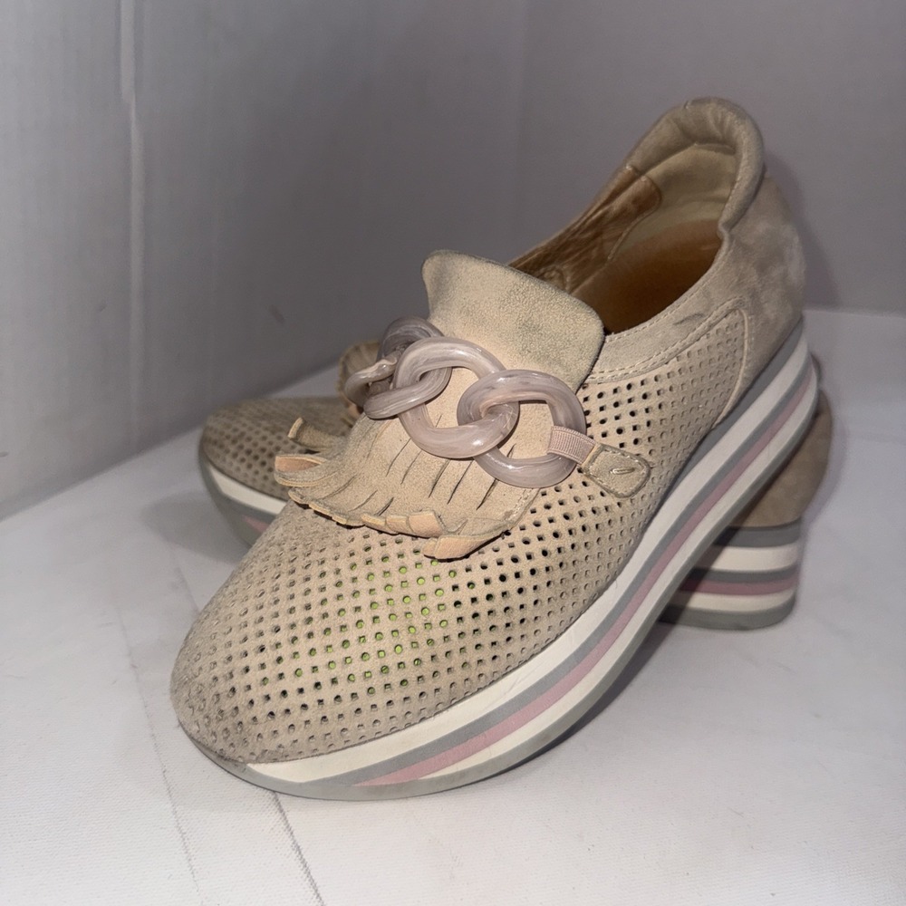 Softwaves Cadie Platform Sneakers Shoes Sand Beige 38 US 7.5 PreOwned